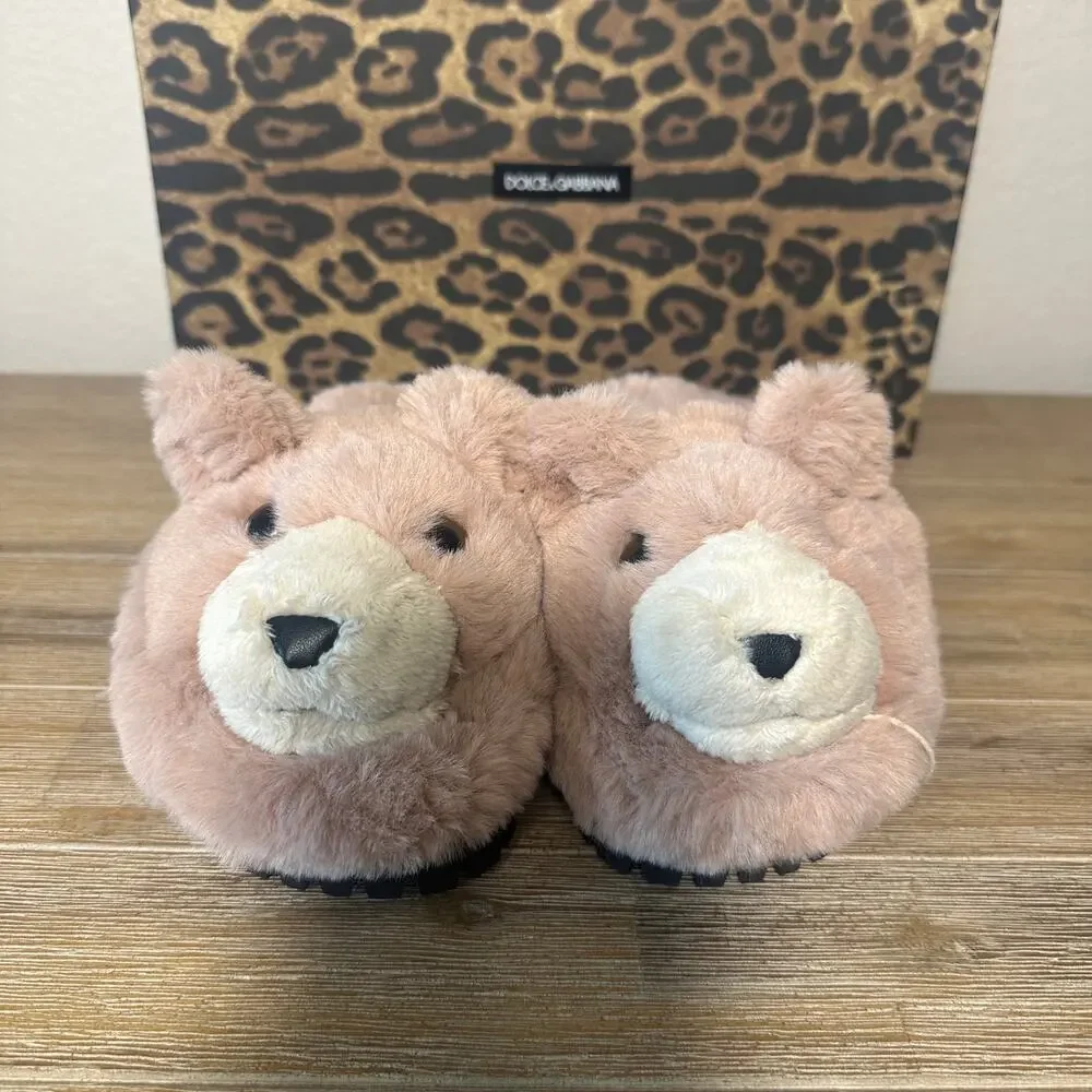 Dolce and Gabbana Pink Bear Slides, Slippers,  Christmas‎ Gift, EU 35 US 4.5-5